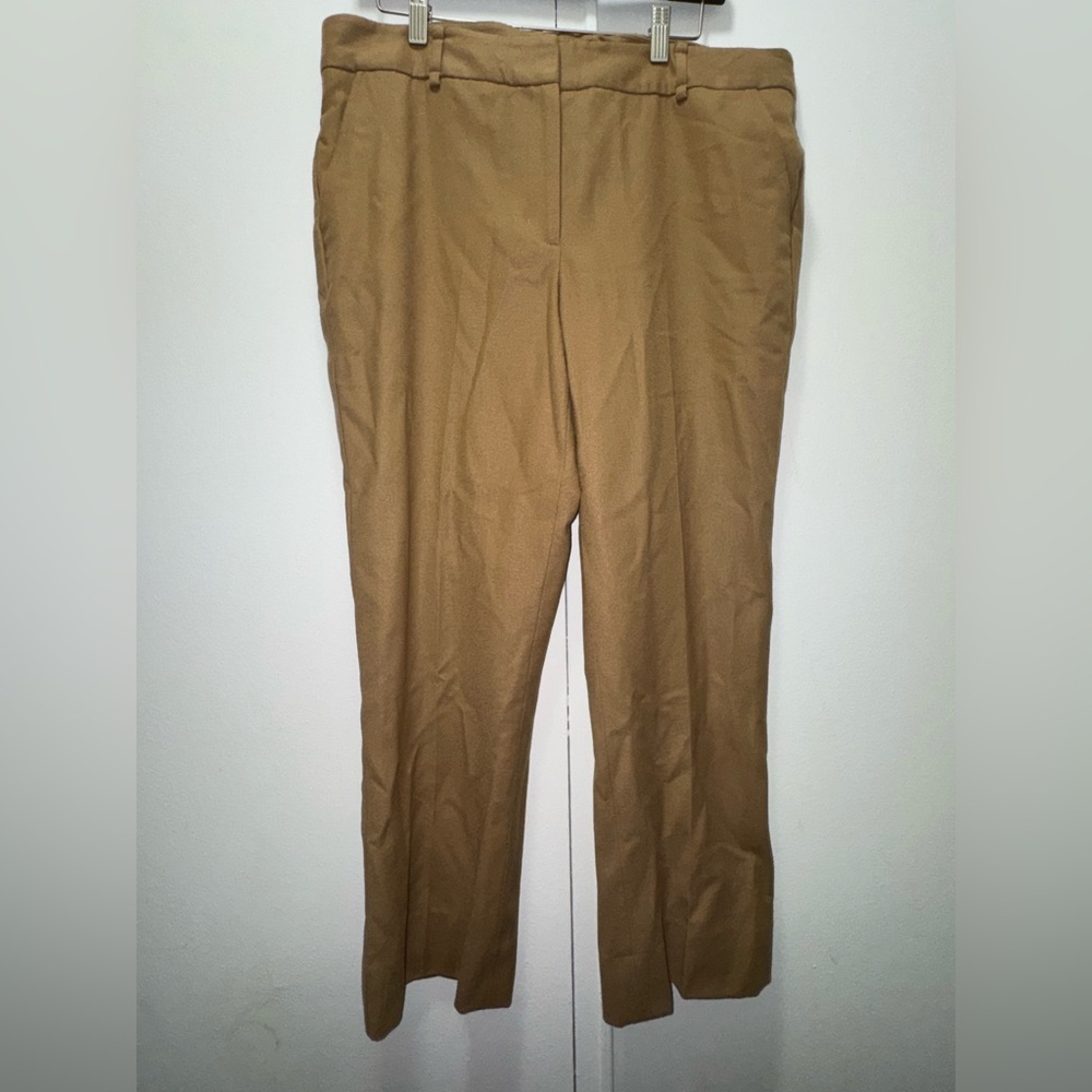 Talbots Camel Wool Heritage Straight Cropped Pants Trousers Size 12